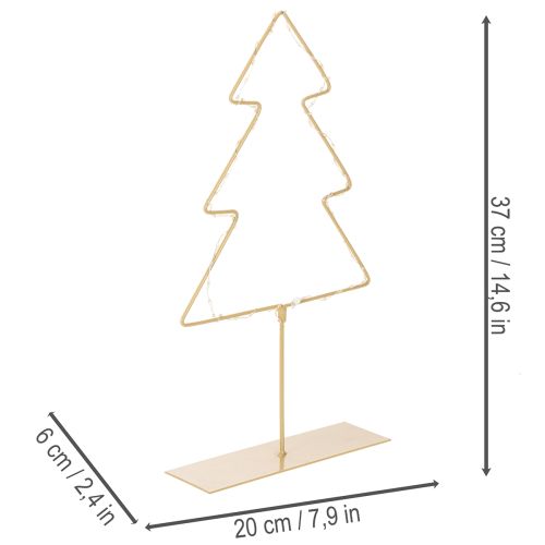Silhouet van een kerstboom met 60 warmwitte LED's voor tafeldecoratie binnenshuis, 37 cm | Floristik24.nl