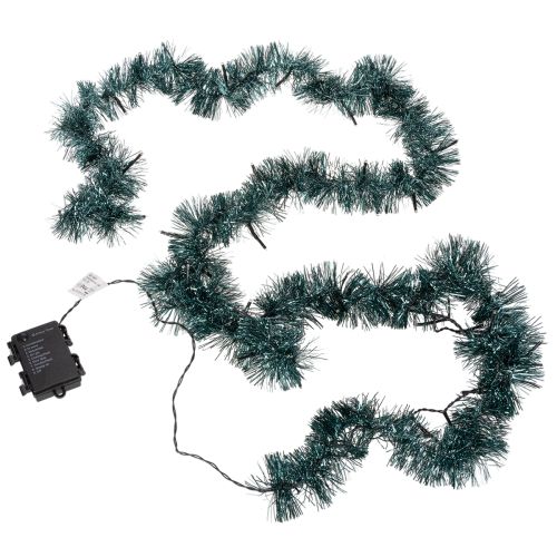 Kerstslinger van lametta met 60 ledlampjes en timer, voor buiten, 3 meter