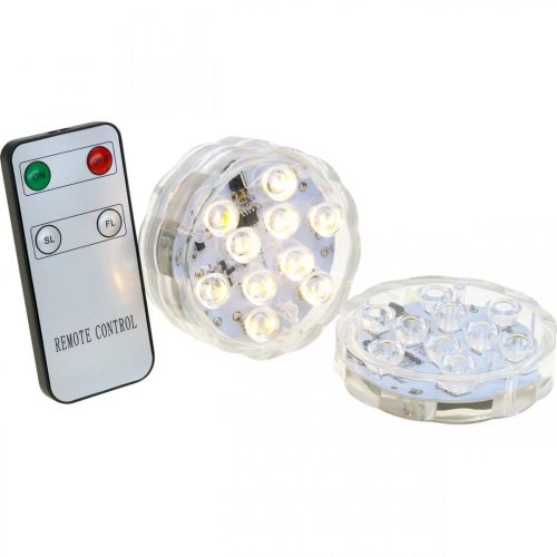 Artikel Onderwater LED-lampen met afstandsbediening warm wit 2 stuks