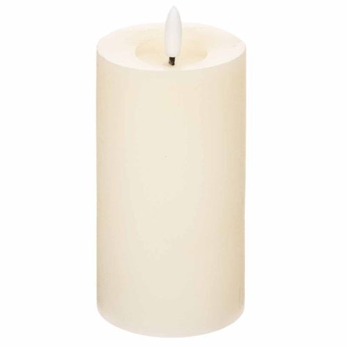 LED-zuilkaars van echte was in wit met timerfunctie, warm wit, 15 cm kopen | Floristik24.nl