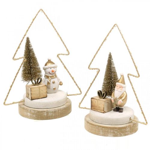 Tafeldecoratie Kerst LED spar Voor batterij H21cm, set van 2