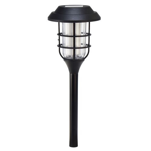 LED Zaklamp Solar Tuinfakkel Zwart Warm Wit H42cm
