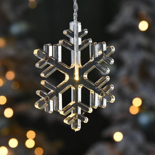 Floristik24 LED raamdecoratie kerst sneeuwvlokken warm wit Voor batterij 105cm