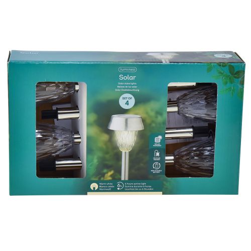 Artikel LED-tuinverlichting op zonne-energie met timer warm wit H35cm 4 st