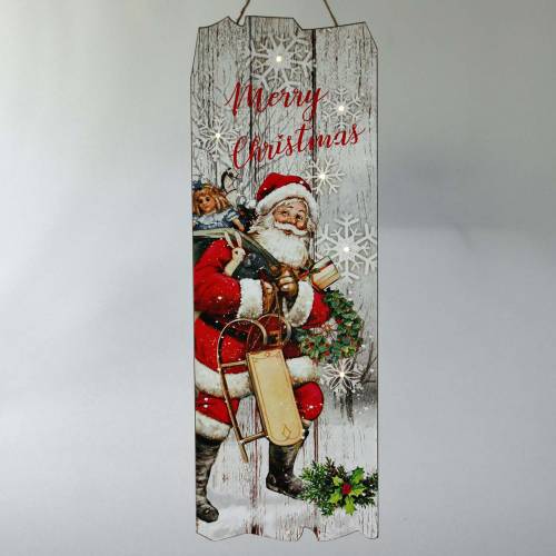 Artikel LED muurschildering Kerstman &quot;Merry Christmas&quot; 21 × 60cm Voor batterij