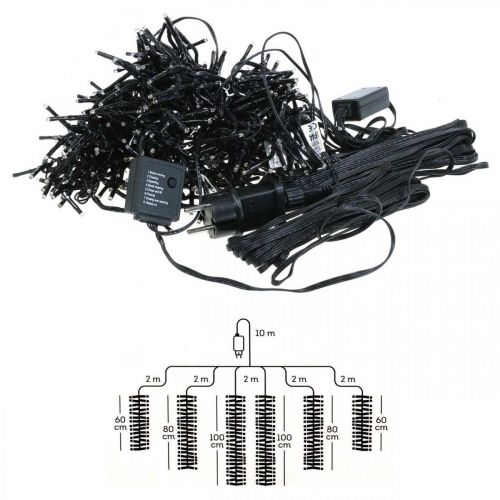 Artikel Lichtcascade met sneeuweffect, winterdecoratie Advent, LED-verlichting 6 strengen warm wit 480 L60/80/100cm