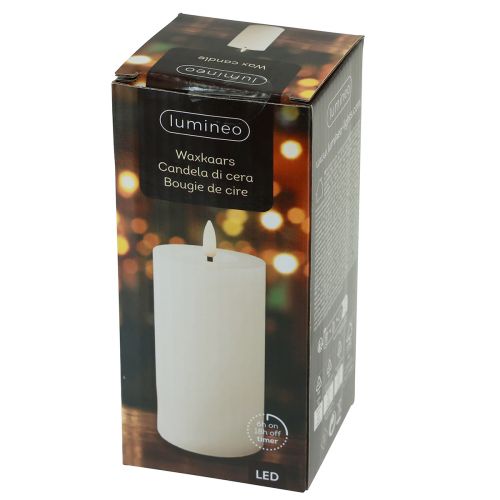 Floristik24 LED kaarstimer echte was wit rustieke uitstraling Ø7cm H15cm