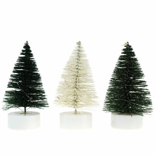 Floristik24 LED kerstboom groen/wit 10cm 3st