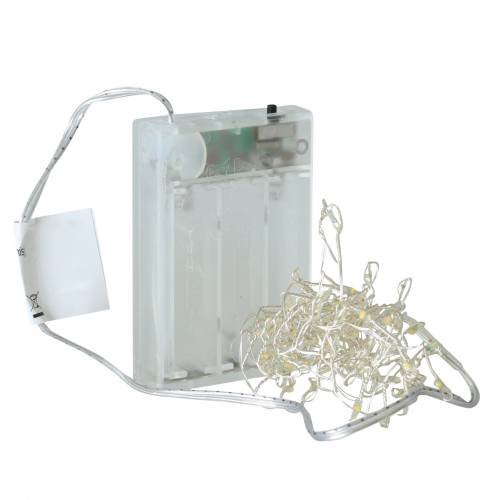 Floristik24 LED lichtketting warm wit zilver 100cm 100L voor batterij