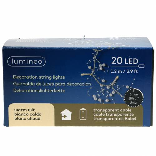 Floristik24 LED lichtketting parelslinger zilver warm wit L120cm