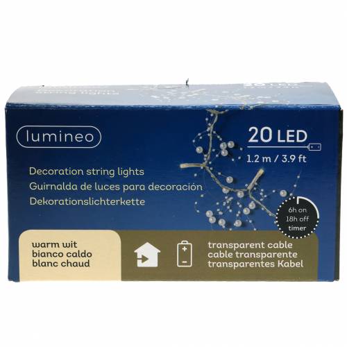 Floristik24 LED lichtketting parelslinger zilver warm wit L120cm