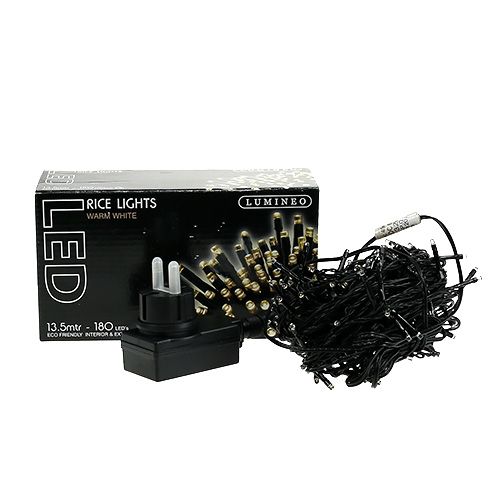 Artikel LED rijstlichtketting 180s 13,5m zwart/warm wit