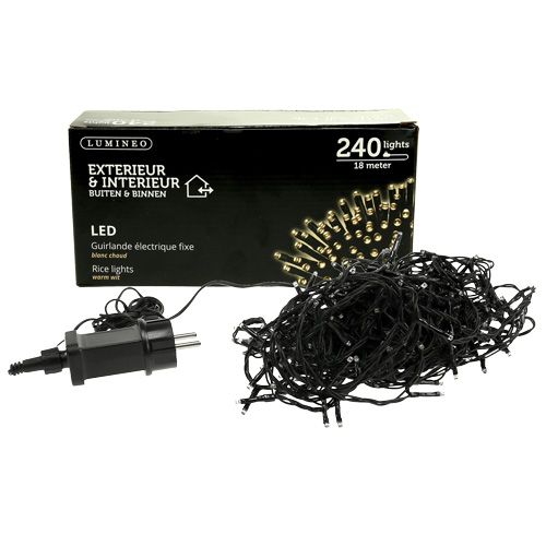 Artikel LED rijstlichtketting 240 18m zwart/warm wit
