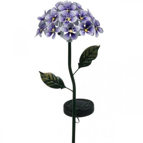 Floristik24 Lichtgevende chrysant, metalen decoratie voor in de tuin, solar decoratie met LED's paars L55cm Ø15cm