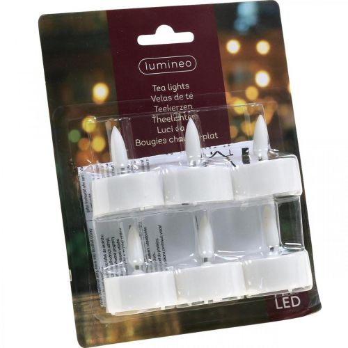Floristik24 Warm Witte LED Waxinelichtjes Vlam Effect LED Verlichting Kunstkaarsen Ø3.6cm Set van 6