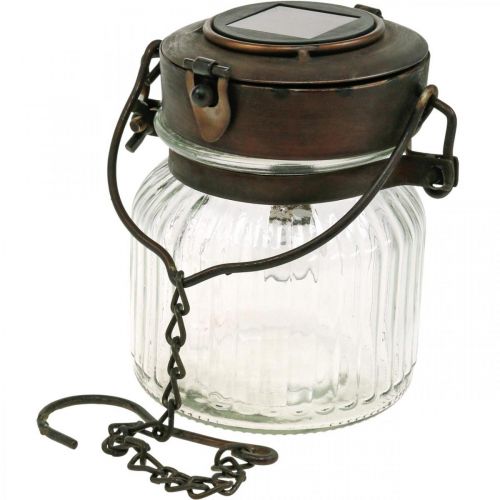 Floristik24 LED lantaarn, hanglamp, solar licht in het glas Ø11cm H14cm
