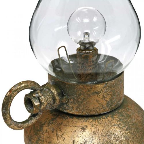 Floristik24 Antieke decoratieve lamp, messingkleurig LED licht, vintage look H19cm B13.5cm