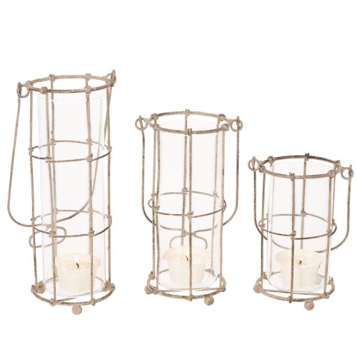 Tuinlantaarn, metalen windlicht Ø8,5 cm H23/18,5/14,5 cm 3-delige set | Floristik24.nl