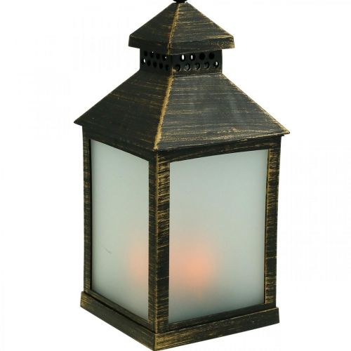 LED Lantaarn met Timer Deco Lantaarn Vintage Goud H23cm
