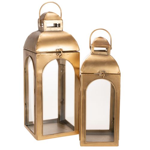 Lantaarn van metaal, glas, messinglook, H50cm, set van 2 kopen | Floristik24.nl