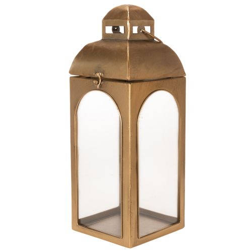 Lantaarn van metaal, glas, messinglook, H50cm, set van 2 | Floristik24.nl