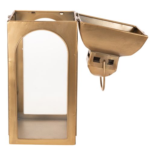 Lantaarn van metaal, glas, messinglook, H50cm, set van 2 | Floristik24.nl