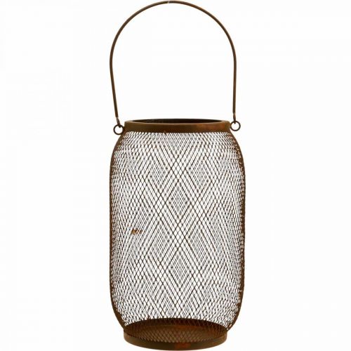 Artikel Decoratieve lantaarn met handvat metaal roest look Ø17cm H28,5cm