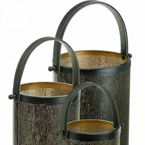 Artikel Decoratieve lantaarns, lantaarn metaal gatenpatroon H35,5/31/25cm set van 3