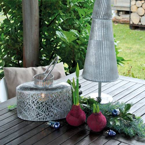 Floristik24 Lantaarn ovaal antiek look metaal zilver 15×28cm H19cm
