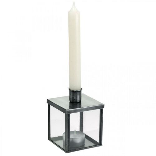Floristik24 Decoratieve kandelaar voor zilveren kaars, antraciet H11cm