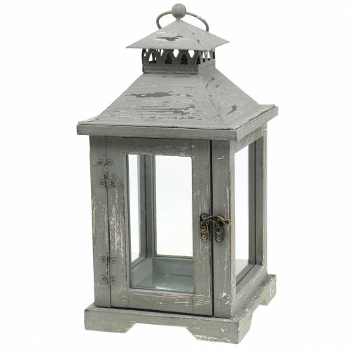 Lantaarn hout grijs H32cm Tafellantaarn voor decoratie
