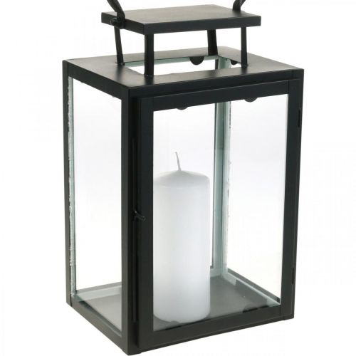 Floristik24 Decoratieve lantaarn zwart metaal, rechthoekige glazen lantaarn 19x15x30,5cm