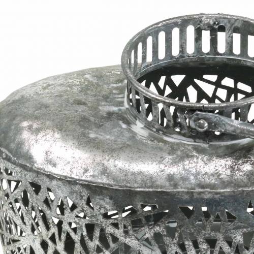 Floristik24 Lantaarn ovaal antiek look metaal zilver 15×28cm H19cm