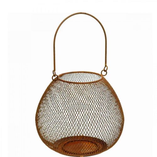 Floristik24 Metalen lantaarn met rooster roest kaarsenhouder Ø20cm H17cm