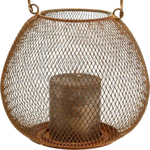 Floristik24 Metalen lantaarn met rooster roest kaarsenhouder Ø20cm H17cm