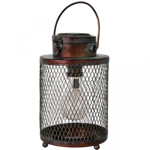 Floristik24 Metalen lantaarn, solarlamp, LED, antiek look Ø13.5cm H28.5cm