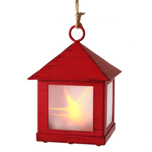 Floristik24 Lantaarn met verlichting rood 6cm x 6cm 3st