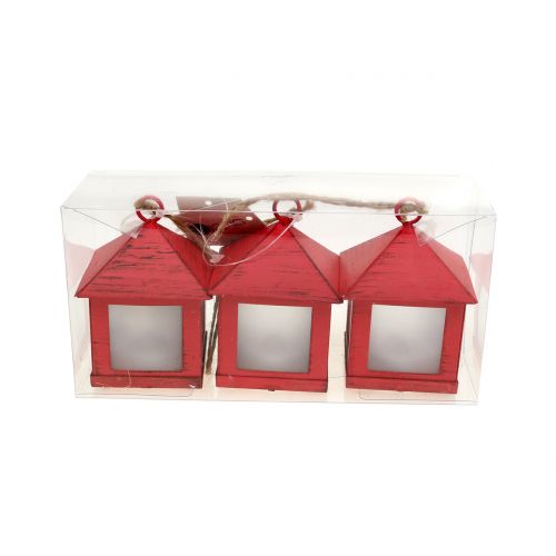 Floristik24 Lantaarn met verlichting rood 6cm x 6cm 3st