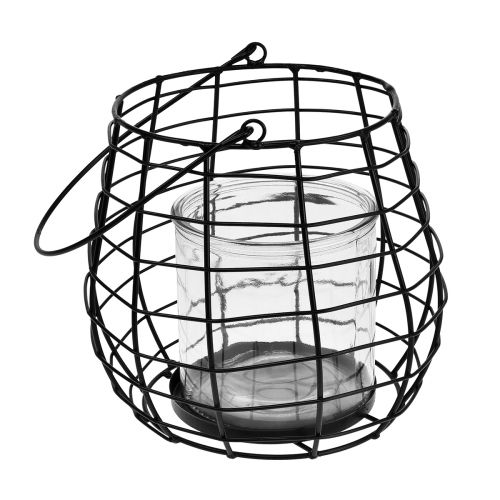 Tuinlantaarn met glazen lantaarn zwart Ø20cm H18,5cm