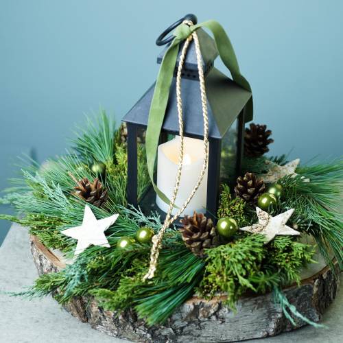 Floristik24 Lantaarn met LED kaars zwart 10,5×24cm