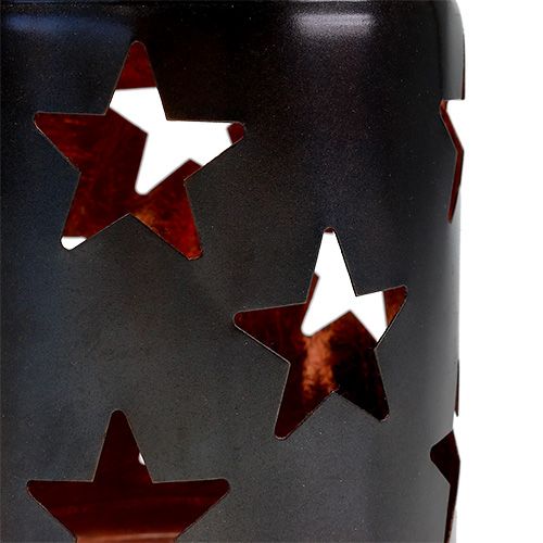 Floristik24 Lantaarn met sterpatroon zwart-koper Ø10cm H13.5cm
