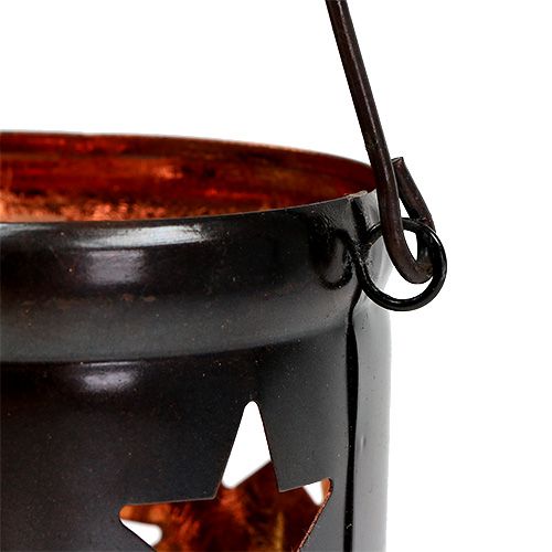 Floristik24 Lantaarn met sterpatroon zwart-koper Ø10cm H13.5cm