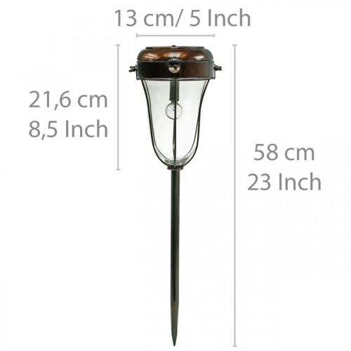 Floristik24 Solar lantaarn om in te pluggen, LED staaflamp Ø13.5cm L58cm H21cm