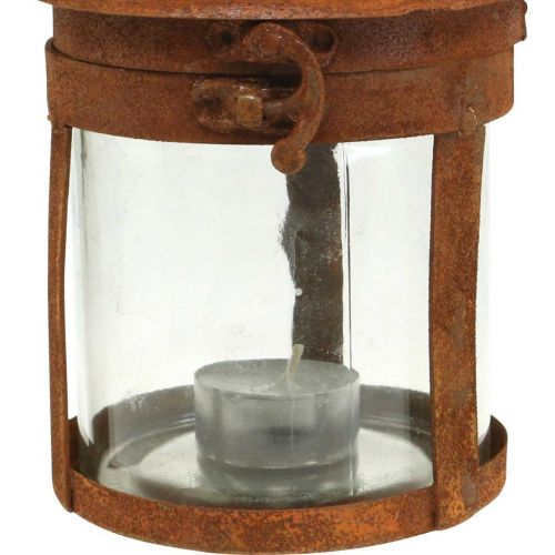 Floristik24 Metalen lantaarn met patina, zomerdecoratie, lantaarn gemaakt van metaal roest H18cm Ø10cm