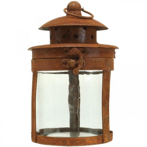Artikel Metalen lantaarn met patina, zomerdecoratie, lantaarn gemaakt van metaal roest H18cm Ø10cm