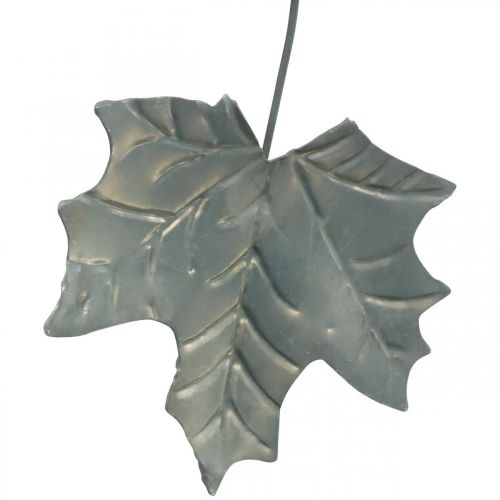 Floristik24 Bladeren metaal om antiek grijze herfstbladeren op te hangen 7,5-10cm 4st