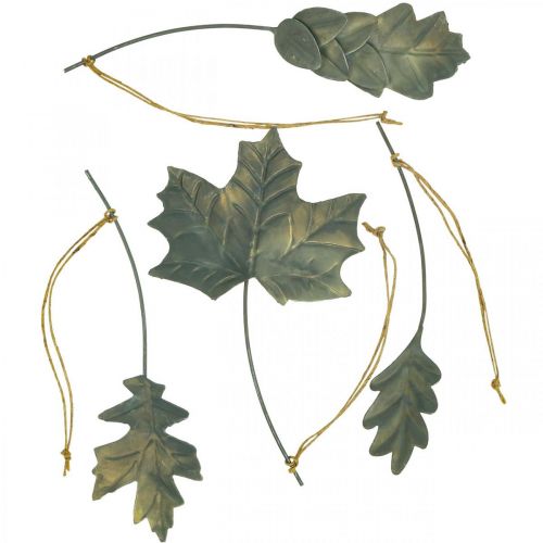 Artikel Herfst deco bladeren metaal zilvergrijs L20cm 4st