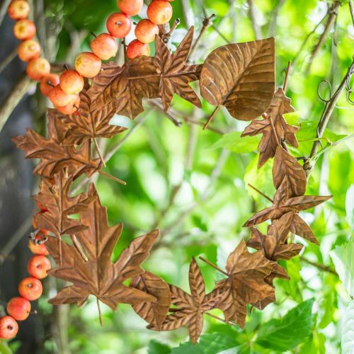 Floristik24 Bladkrans, edele roest, metalen decoratie, krans, herfstdecoratie, herdenkingsbloemwerk Ø29cm