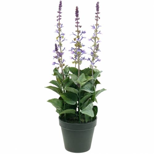 Decoratieve lavendelplant, mediterrane lavendelpot, paarse kunstbloem