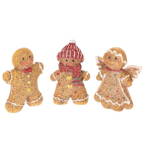 Kunstmatige peperkoekmannetjes, decoratieve figuurtjes, 8 cm, 3 stuks